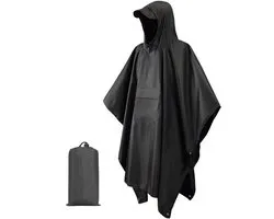 3 in 1 Hooded Rain Poncho for Adults - Waterproof Lightweight Unisex Raincoat Jacket for Hiking Camping