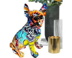 Bulldog Beeld - Honden Decoratie - Huis Verfraaien - Creatief Graffiti Design - 23cm Lengte - Gekleurd