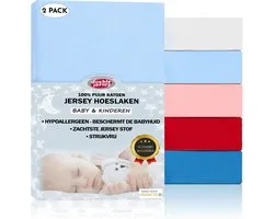 Double Jersey - Duo pack Fine Enfant et bébé Drap housse 100% coton Jersey doux - sans repassage et sans plis avec jusqu'à 15 cm de hauteur d'angle -2 pièces 60x120x15 Lit bébé Sky Blue