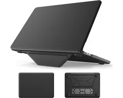 Turtle Shift Coque rigide compatible pour MacBook Air 13,6 pouces 2022 2024 M3 2025 M4 2026 M5 - Similicuir vegan - Noir