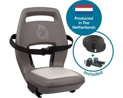 Qibbel Junior 6+ Fietsstoeltje Achter Bagagedrager bevestiging - QuickConnect - Fietszitje – Hazel Brown - inclusief voetbeschermingsplaten en voetsteunen