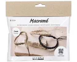 CC Mini Craft Kit Macram?, Bracelet, black, olive-brown, sand, 1 pack