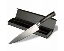KitchenBrothers Koksmes - 20cm - Professioneel Keuken Mes - Japans Snijmes - Ergonomisch handvat van Pakka Hout - RVS