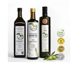 ELEO Huile d’olive Coffret découverte – Extra Vierge – Nike Early Harvest (0,5 L) – Amaliada (0,75 L) – Olympia (1 L) – supérieure & riche en antioxydants – médaillées internationales