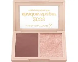 Max Factor 2000 Calorie Shadow Shaper Duo, 010 Clay Gleam, oogschaduwpalet, oogcontour in 2 stappen, veerkrachtige kleiformule die in poeder verandert, 4 g