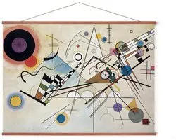 Poster In Posterhanger - Composition VIII - 50x70 cm - Wassily Kandinsky - Kader Hout - Ophangsysteem - Abstracte Kunst