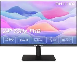 Anteq- Moniteur 24 pouces-Full HD 1080P- 75Hz VA- Moniteur Ordinateur 178° Angle de vision -16,7 millions de couleurs avec HDMI VGA Free Flicker Blue Light Filter- Ultra Slim Bezel LED- Zwart