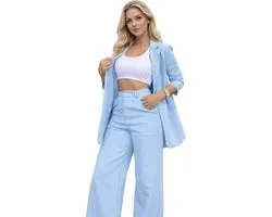 Elegant Dames Pak - Relax Fit - Colbert - Pantalon - Blauw