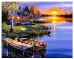 Diamond painting – landschap – 50x40 cm – vierkante stenen