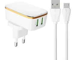 LDNIO A2204 2-stekker snellader USB 2.4A USB C oplader met 1 Type C USB Kabel Geschikt voor: Samsung / Sony / Huawei / Motorola / Oppo / OnePlus / HTC / Xiaomi / Alcatel
