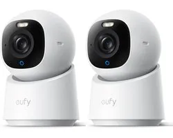 eufy Security Indoor camera E30 2 stuks – Indoor Cam - 4K UHD – Pan & Tilt – AI Mens- en Huisdierdetectie – Kleurennachtzicht – Compatibel met Apple HomeKit – Tweewegcommunicatie – Lokale Opslag – Geen Abonnementskosten