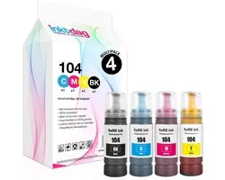 Encre de marque privée Inkdag - Epson Ecotank 104 - Zwart et couleur - 70ML ET-2700, ET-2712, ET-2714, ET-2715, ET-2720, ET-2721, ET-2726, ET-2810, ET-2812, ET-2814, ET-2815, ET-2820, ET-2825, ET-4700, ET-4800