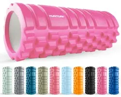 Tunturi Yoga Grid Foam Roller - Massage Roller - Foamroller - Fitness Roller - Roze - 33cm - Incl. gratis fitness app