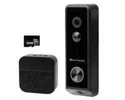 Quality4Less™ - Slimme Video Deurbel met dubbele camera - 2K Ultra HD - Werkt draadloos & bedraad - Wifi deurbel - Zonder abonnement - Incl. draadloze gong en 32GB SD-Kaart - (T-ring geluid) - Zwart