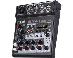 Bn4 mini Console de Mixage DJ 5 Canaux Avec Carte Son Alimentation Fantôme 48V Bluetooth PC Pour Enregistrement