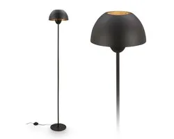 BRILONER Gryde – Vloerlamp Woonkamer – E27 fitting – staande lamp met schakelaarkabel – Ø25 cm – hoogte 156,5 cm – zwart