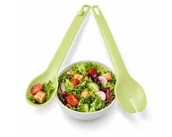 Cheqo® Saladebestek Set van 2 - Slabestek - Slacouvert - Saladelepel en Saladevork - Saladeset - Serveerbestek - Slabestek Kunststof Groen - Opscheplepel - Serveerlepel - Keukengerei - Tafelgerei - Keukenbenodigdheden