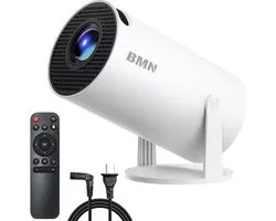BMN® Premium Mini Beamer 2026 Editie - Smart Projector - Geschikt voor IOS en Android - WiFi 6 & Bluetooth 5.4 - Android 13.0 - Draagbaar - Thuisbioscoop - Wit