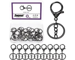 Lobster Claw Clasps 10 Stuks - Shiny Zwart - Inclusief Sleutelhanger en Split Ring - Voor Creatieve Projecten - SnelShoppen
