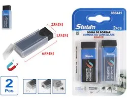 Decopatent - 2-DELIGE Magnetische Gummen Set - Stelam Magneet Gum - Combi Gom voorzien van Gum en Magneet - Eraser - Potlood Tekeningen gum - voor kinderen en volwassenen