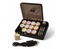 Bougies chauffe-plat LED RGB rechargeables 40 heures (12 pièces) avec télécommande