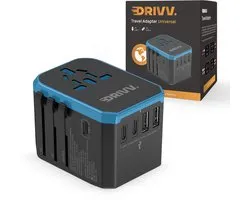 Drivv. Universele Wereldstekker - 2x USB & 3x USB C Fast Charge - Reisstekker Amerika / Engeland / UK / Canada / Thailand / Afrika/ Japan / Mexico / Zuid Amerika -Type A, B, C, E, F, G, I, J, L, N - 150+ Landen - Reisadapter - Zwart