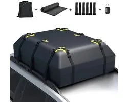 Gudalio Dakkoffer - Daktas - Voor auto - Opvouwbaar - Extra bagageruimte - 600 L - Waterdicht - Incl. assessoires - Zwart