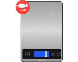 Balance de cuisine numérique de précision Kitchenwell - Cuisine de cuisine - 1gr - 10kg - Fonction Tare - Rechargeable USB - Grijs