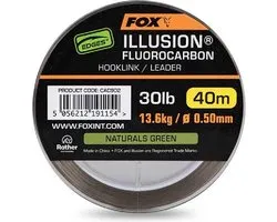 Fox Illusion Fluorocarbon Hooklink-Leader - Natural Green (40m) - Maat : 30lb - 13.6kg - 0.50mm