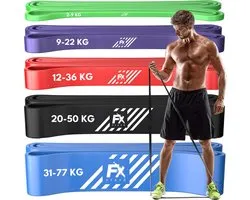 FX FFEXS Bandes de traction bandes de résistance ensemble de fitness de 5 - Bande de résistance élastique lourde moyenne et légère - Bandes de résistance équipement d'entraînement de puissance haltérophilie