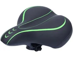 Selle de vélo - Surdimensionnée Confortable Avec Large Assise Et Rembourrage Mousse À Mémoire - Universellement Adaptée Pour Cruiser, Hometrainer, Peloton Et Vélos Spinning - Vert - Pour Hommes Et Femmes