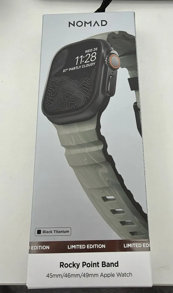 Nomad rocky Point Sierra Stone Band Black Titanium Apple Watch Ultra 2 3 4 Strap