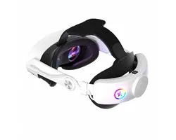Gloovon® Elite Strap met Batterij - 10.000mAh Accu & Balans - Ergonomische VR Hoofdband voor Meta Quest 3 & 3S - VR Headstrap - Wit