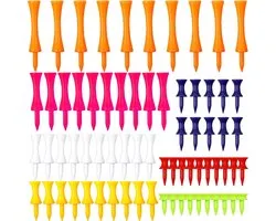 Pack van 70 Duurzame Golf T-Shirts - Plastic - 7 Kleuren - 7 Maten (25mm, 31mm, 37mm, 43mm, 51mm, 57mm, 70mm)