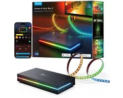 Govee AI Sync Box 2 75 pouces - Boîtier de synchronisation HDMI avec éclairage LED - RGBICW - Contrôle par application - Compatible Alexa/ Google - Matter