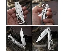 Jumada's - Mes - Zakmes - Inklapbaar - Multifunctioneel survival mes - RVS - Outdoor activiteiten - Ideaal voor jacht, kamperen, vissen en klimmen - Met handige ophangclip - Zilver