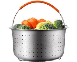Panier vapeur en acier inoxydable, adapté à la cuve intérieure de l'autocuiseur électrique Instant Pot, avec poignée en silicone, convient à divers autocuiseurs et à l'autocuiseur électrique Instant Pot.