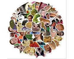 Meme stickers - 50 stuks - Grappige sticker mix met de bekendste memes op het internet - voor computer, laptop, telefoon, agenda etc.