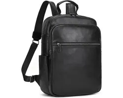 LUUFAN Genuine Leather Backpack for Men Casual Slim Laptop Daypack Business Travel Outdoor Shoulder Bag, Black - ShopVlot