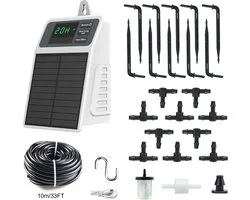 Beregeningscomputer - Geen app vereist - LCD Scherm - Bewateringssysteem met Watertimer - Bewateringstimer met zonne-energie en oplaadfunctie - Wit