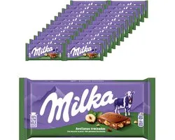 Barre de Chocolat Milka Noix Concassées - Boîte 24 x 90g - Barres et Tablettes de Chocolat - Stock - Cadeau d'Anniversaire Femme ou Homme - Coffret Cadeau pour Homme et Femme