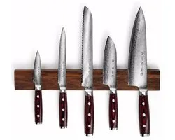 Ensemble de couteaux magnétiques Yaxell Super Gou - 5 couteaux - Damas japonais de qualité supérieure