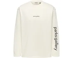 Only & Sons T-shirt Onsfred Text Life Rlx Ls Tee 22039981 Egret/parks Gallery Mannen Maat - S