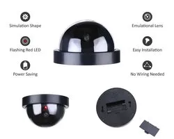 Premium 2x Dummy LED Beveiligingscamera Set met Bewegingssensoren – 12x8cm – Zwart – 2 Stuks | Draadloze Nepcamera Met Rode Led op Batterijen | Knipperende Camera Beveiliging Voor Binnen en Buiten | Buitencamera | CCTV Dome Bewakingscamera