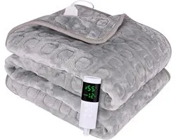 Luxe Warmtedeken 160x120 cm – Verwarmde Deken – Elektrisch – Electric Blanket – Heating – Voor op de Bank – Fleece – 230 Volt – Stoel – Grijs