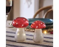 Lights4fun LED mushroom glass mini fly agaric warm white battery glass Christmas decoration red mushroom decoration indoor mushroom lamp mushroom lamp mushroom lamp