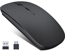 Souris sans fil StayPowered - Comfort et précision ultimes - Plug & Play - Clics silencieux - Rechargeable - Design ergonomique - Double récepteur USB/ Type-C - Large compatibilité - Zwart - Livraison plus rapide qu'annoncée !