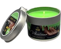 VIBRATISSIMO BDSM-kaars, Lagetemperatuur-druppelkaars voor wasspelletjes, geurloos, Neongroen, 50 ml metalen blikje, Made in Germany, dermatologisch getest