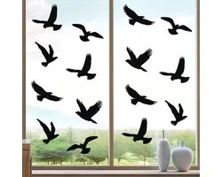 Vogelbescherming stickers raam - Raamstickers vogels statisch - Vogelbescherming stickers - Geschikt Voor vensterglasdeur vogelbescherming - Raamfolies - Raamdecoratie - vogelstickers raam buiten - Zwarte raamstickers vogels - 20 stuks