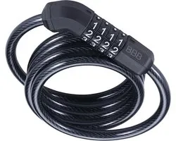 BBB Cycling QuickCode Coil Cable Antivol pour vélo - Antivol à câble pour vélo - Antivol à code - Zwart - 120 0 0,8 cm